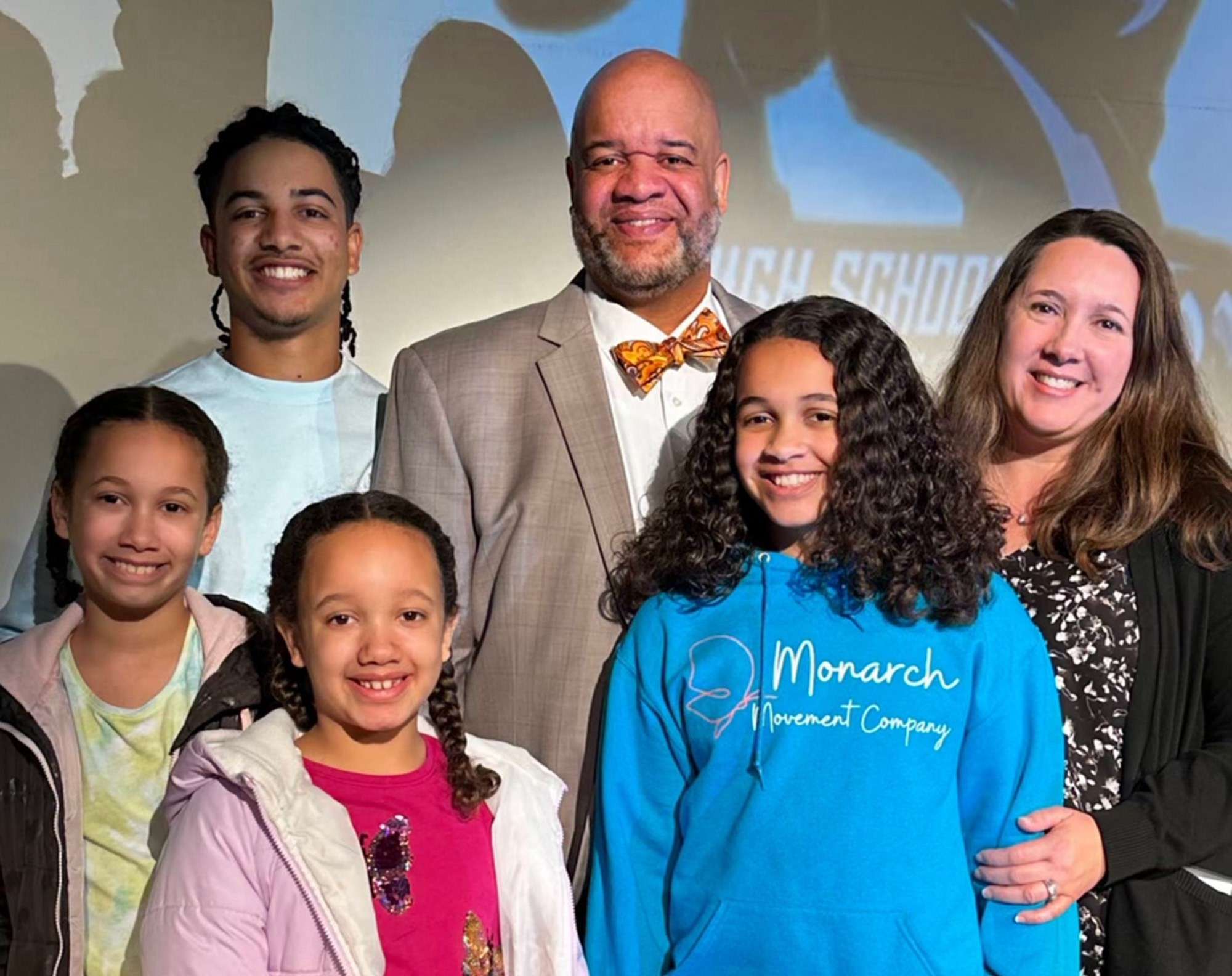 Principal Jason Johnson with students. Courtesy of Orange County Schools